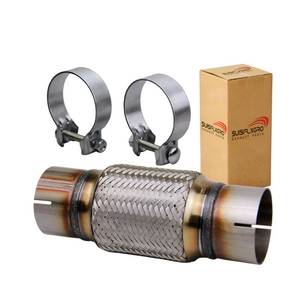 lot 6320 image: SUISFLXGRO Exhaust Flex Pipe Universal Type 100% Stainless Steel For Heavy Duty and Cars ((1 PC, 3.0X6X10 Clamps)