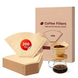 lot 6323 image: 200 Count Coffee Filters #4, Disposable Cone Coffee Filters 8-12 Cup, Unbleached Natural Paper Size 04 Paper Filters for Pour Over and Drip Coffee Maker