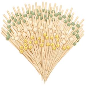 lot 6330 image: 150 Pcs Sage Green Cocktail Pick 4.7 Toothpick for Appetizer Skewer Sandwich Bamboo Food Charcuterie Pick Martini Stick Garnish Party Bar Catering Accessory Baby Shower Wedding Summer Fairy Party