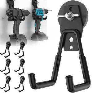 lot 6338 image: AIYOTAR 6 Pcs Large Strong Magnetic Hooks Heavy Duty Garage Big Magnet Hooks Extra Strength Magnetic Utility Storage Hook Hanger with Anti Slip Coating for Garden Indoor Outdoor Hanging Tools Black