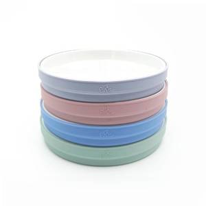 lot 6339 image: Elk and Friends Kids 7.8 Porcelain White Plates with Silicone Sleeves  Suitable for BabiesToddlers  Microwave & Dishwasher Safe  Non Slip Dinnerware  Snack Dishes  4 Pack
