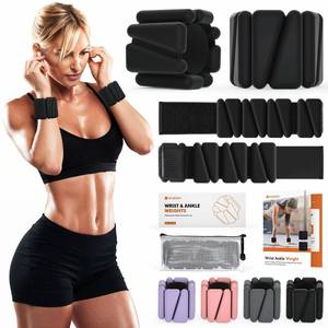 lot 6340 image: Wrist Weights, Ankle Weights for Women Men, Adjustable Wrist Weighted Bracelet for Home Gym Workout, Running, Yoga, Exercise, Strength Training, Set of 4 (2LB Each)
