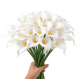 lot 6346 image: BOTIVIA 24 Pcs White Artificial Calla Lily Flower Real Touch White Fake Silk Flowers for Wedding Office Home Kitchen Decor (Pink)