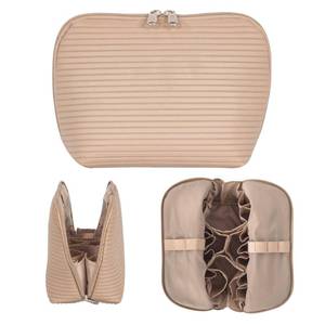 lot 6349 image: Tense Edano Travel Makeup Bag for Women, Waterproof Stand Up Cosmetic Bag with Brush Holders, Organizer Bag with Compartments, Fold-Down Design for Skincare, Toiletries & Essentials (Camel, Medium)