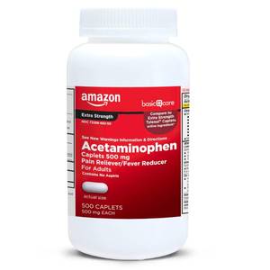 lot 6367 image: Amazon Basic Care Extra Strength Pain Relief, Acetaminophen Caplets, 500 mg, Pain RelieverFever Reducer, 500 Count