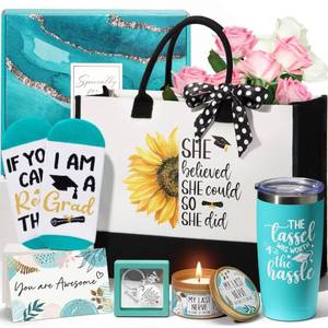 lot 6373 image: 2026 Graduation Gifts for Women Her, Best College Graduation Gift Basket, Cool Master Degree Grad Gift Box, Congratulations Gifts Set for Graduates Women Daughter Friends Nurse with Canvas Tote Bag