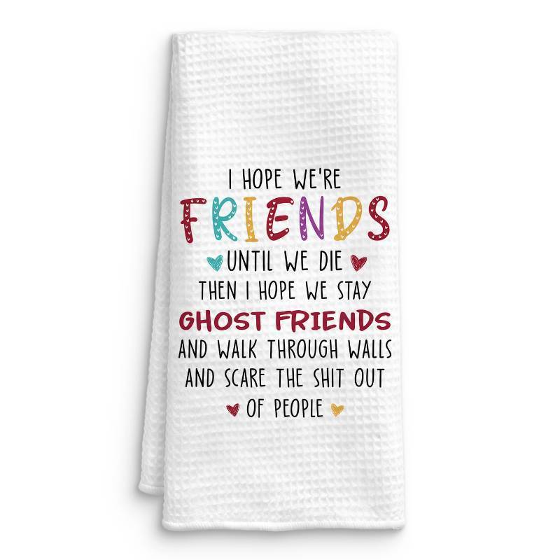lot 4912 image: QICLM Funny Friendship Kitchen Towels, Gift for Friend Woman, Gifts for Best Friend Women Men, Friendship Gifts Hand Towels Dish Towels for Kitchen Bathroom Decor, 16x24 Inches