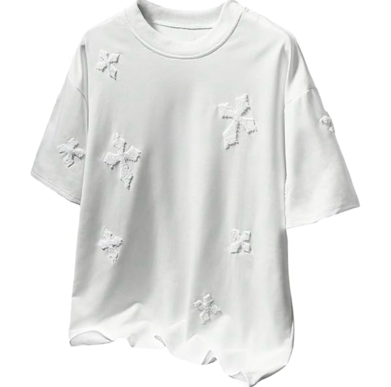 lot 5169 image: RoseSeek Mens Short Sleeve Round Neck Cross T Shirt (XXL)