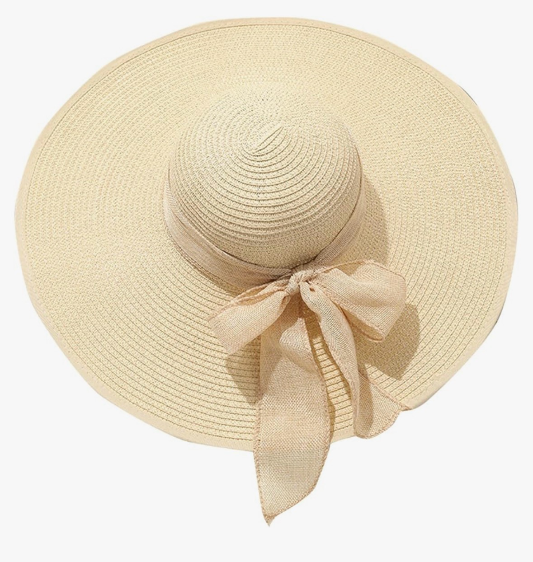 lot 5679 image: Sun Hat Womens Wide Brim Foldable Straw Hats Beach Sun Hats for Women Floppy Summer Hats UPF 50 (A couple Stains)