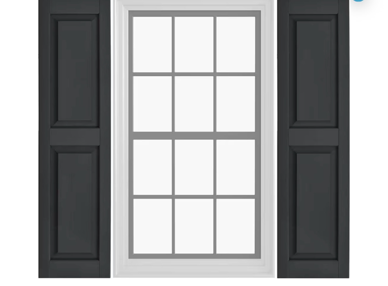 lot 5684 image: Raised Panel Vinyl Shutters (1 Pair)  12 x 51 - Cornerstone Grey  Exterior Window Shutters  Includes Mounting Hardware  Simple Installation  Made in USA