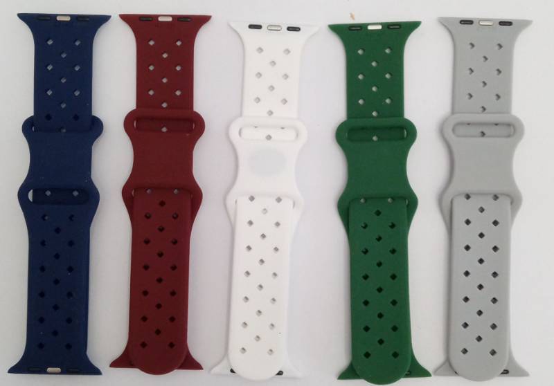 lot 5274 image: Apple Watch Sport Band Collection - 5 Piece Silicone Strap Set