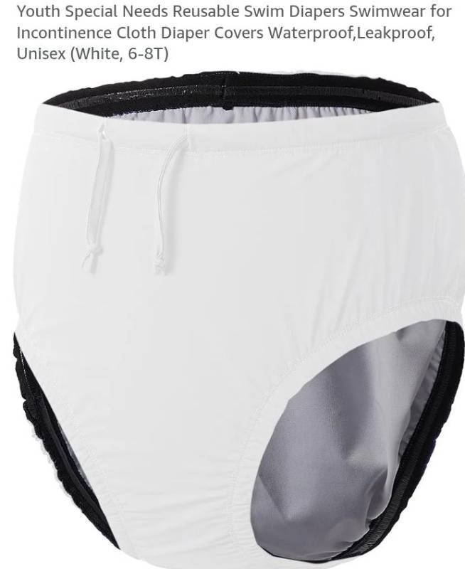 lot 5288 image: EEOST Youth Reusable Swim Diaper Cover Unisex White 6-8T
