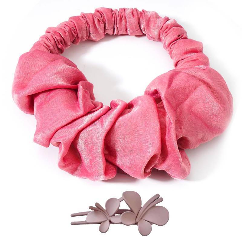 lot 5316 image: Heatless Curling Scrunchie, No Heat Curls Headband Scrunchie Silk Lazy Rollers for Long Hair Overnight, Paired with a Hair Clip.