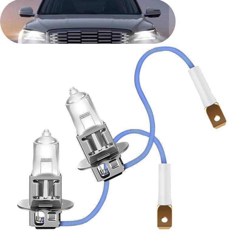 lot 5333 image: Shakas Pack-2 H3 Halogen Fog Lights, 12V 55W Quartz Glass Decoder-free High and Low Beam Bulbs, 360 Degree Illumination Replacement Parts, Universal Fit for Most Cars, SUVs and Vans (White)