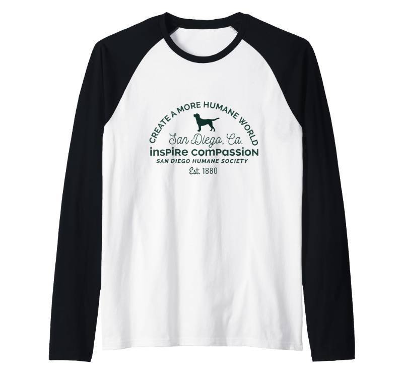 lot 5768 image: Create a More Humane San Diego Raglan Baseball Tee (S)