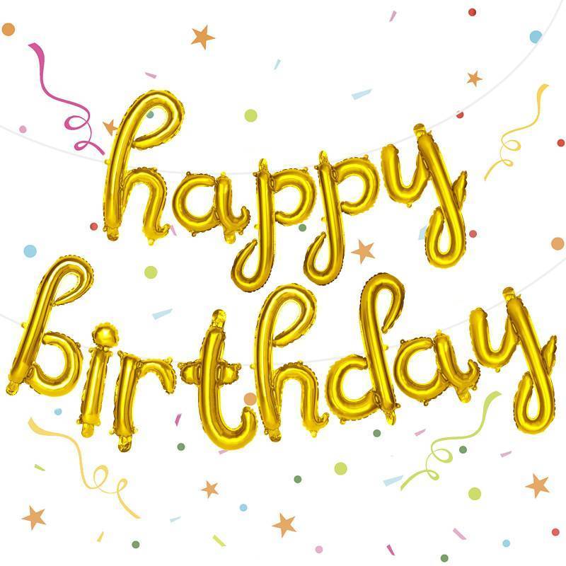 lot 5814 image: LovesTown Happy Birthday Balloons Banner, Gold Birthday Sign Banner Mylar Foil Letters Balloon Happy Birthday Metallic Balloons for Kids Party Supplies, Medium