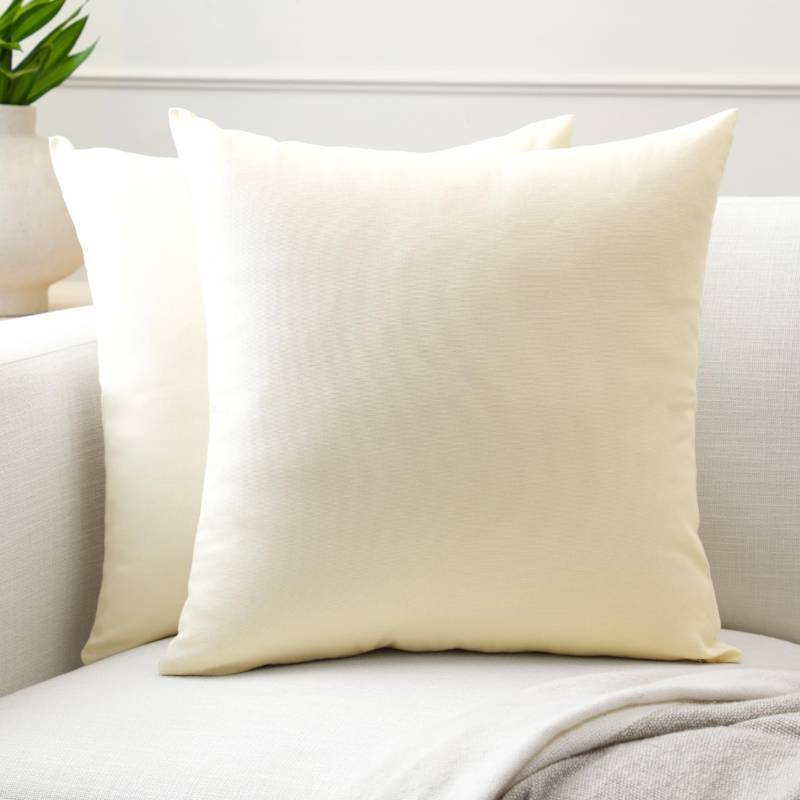 lot 6015 image: Encasa XO Throw Pillow Covers 12x12 in Set of 2 Natural  No Inserts  Cotton Pillow Covers for Living Room, Bed, Sofa, Couch  Decorative Cushion Covers with Improved Zipper