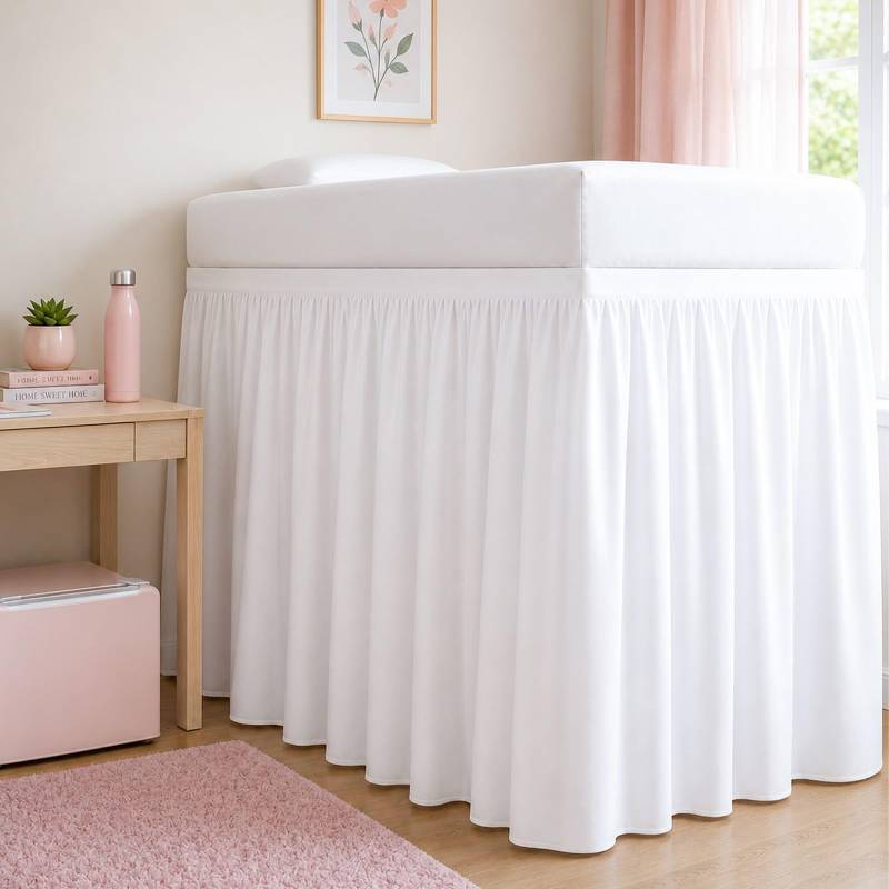lot 6019 image: Cottingon Twin XL 36 Inch Drop Extended Dorm Room Bed Skirt,100% Microfiber College Bed Essentials Extra Long Size Dust Ruffle,White