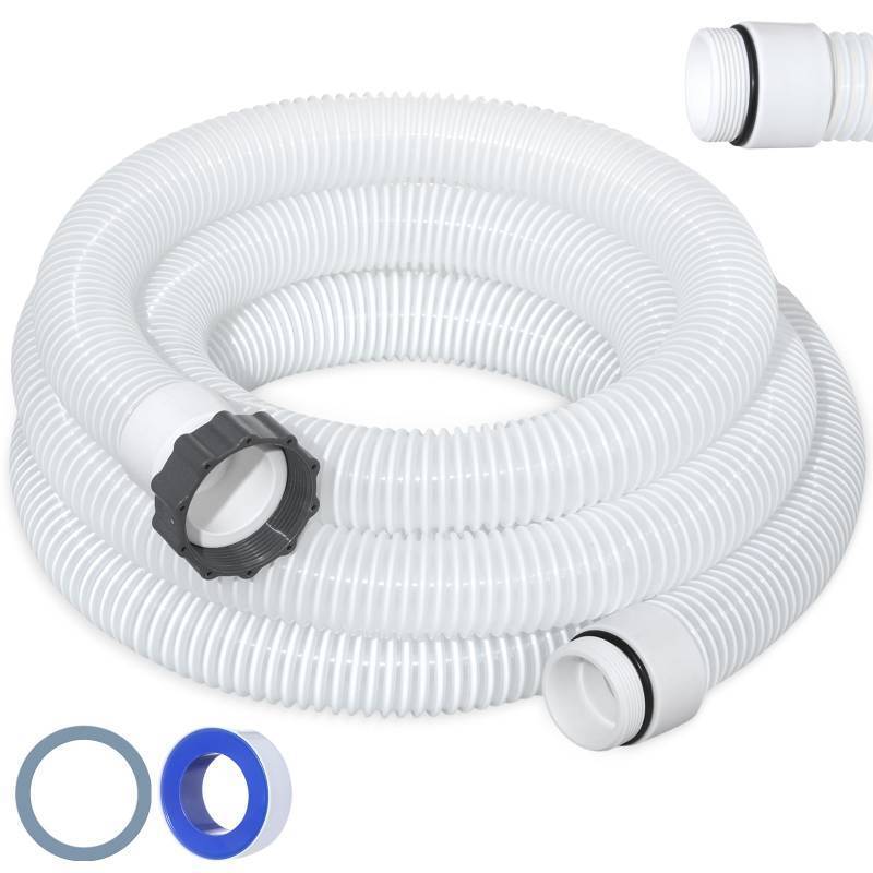 lot 2020 image: Conderyang 1.5 15ft EVA Pool Professional Hose with External Male Threads for Above Ground Pools Pump Replacement Hose Pool Supply for Cleaner Kit Heavy Duty Hoses Filter Connection Hoses(White) - Retail $36