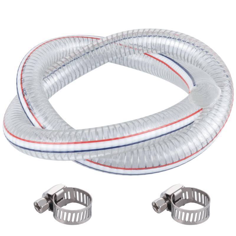 lot 2039 image: 3.3FT 1 ID x 1.25 OD Steel Wire Suction Hose PVC Reinforced Tubing High Pressure Flexible Vinyl Hose Heavy Duty Clear Vacuum Suction Tube for Dust Collection Drain Fuel - Retail $12