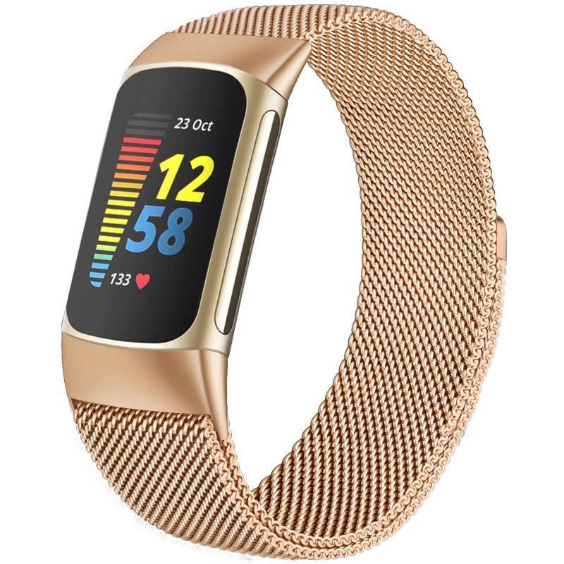 lot 2048 image: surundo Compatible with Fitbit Charge 6Charge 5 Bands for Wmen Men, Metal Mesh Milanese Loop Adjustable Strap Replacement for Fitbit Charge 6Charge 5 Advanced Fitness & Health Trackers - Retail $12