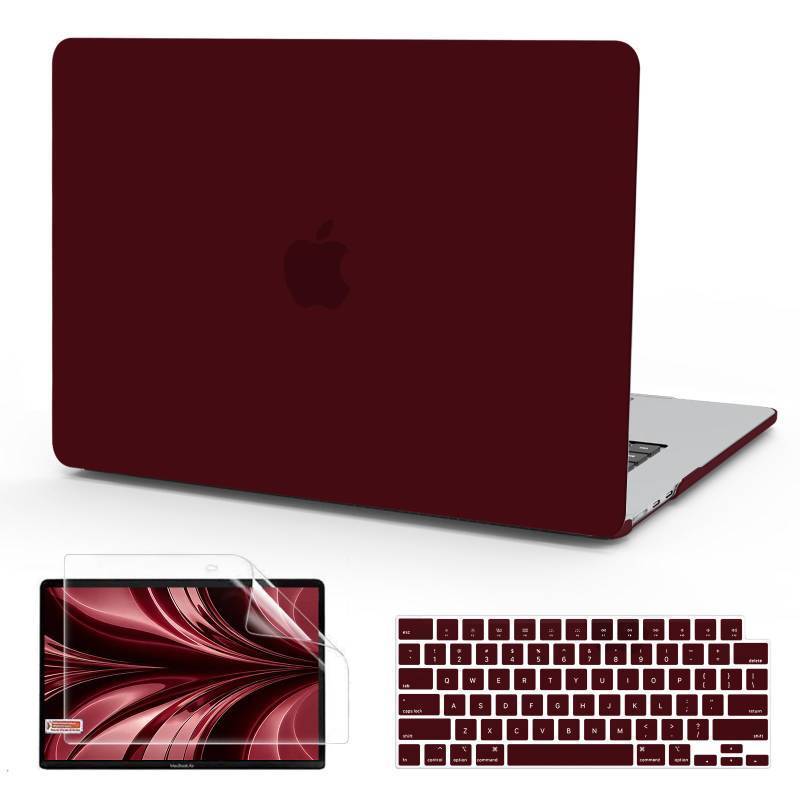 lot 2088 image: B BELK Compatible with MacBook Air 13 inch Case M5 2026 2025-2022 M4 M3 M2 A3449 A3240 A3113 A2681, Plastic Hard Shell CaseKeyboard CoverScreen Protector for MacBook Air 13.6 inch Case, Marsala Red - Retail $17