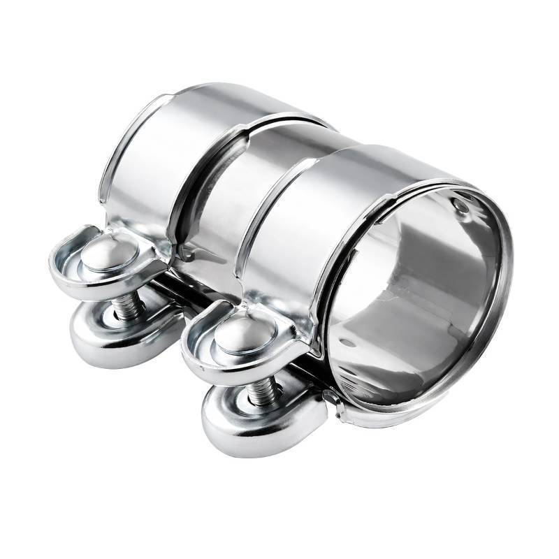 lot 2131 image: SWPHRT Car 2 Inch Exhaust Clamp, Stainless Steel Butt Joint Band Clamp for Pipes Mufflers, Automotive Exterior Exhaust Pipe Sleeve Coupler Connector, Universal for SUV Sedan Truck - Retail $8
