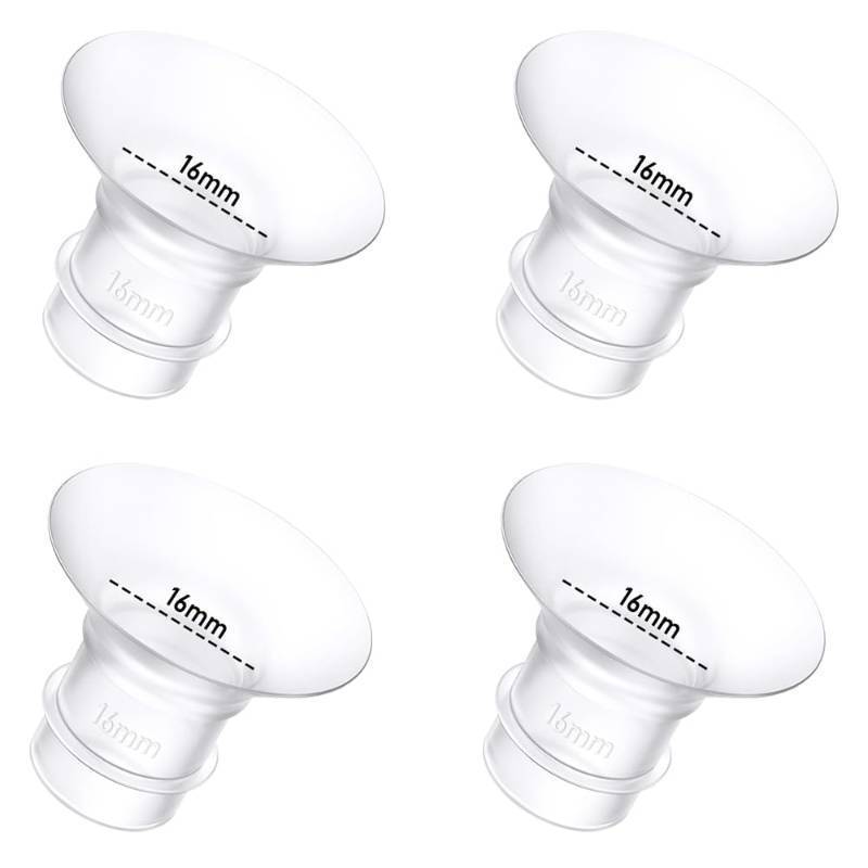 lot 2182 image: 4Pcs Breast Pump Flange Insert 16mm Compatible with MomcozySpectraMedelaeufyElvieLansinohParuu P10 Breast Pump, Fit for Momcozy M5M9M6V2 ProV2 proS12 Proeufy E10 S1 S1 Pro, 16mm Flange - Retail $8