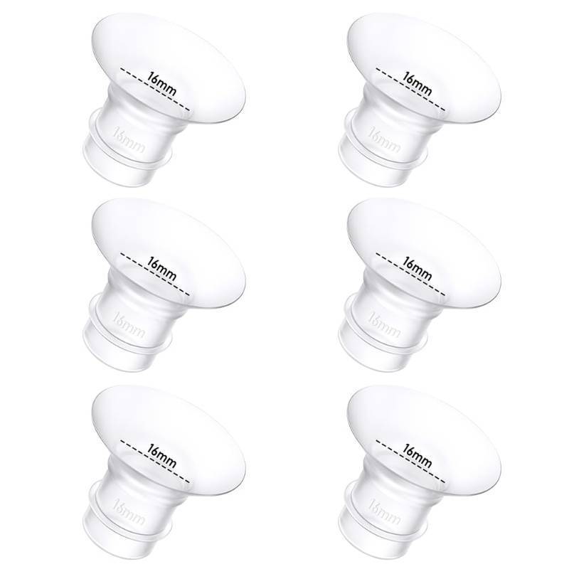 lot 2183 image: 6Pcs Breast Pump Flange Insert 16mm Compatible with MomcozySpectraMedelaeufyElvieLansinohParuu P10 Breast Pump, Fit for Momcozy M5M9M6V2 ProV2 proS12 Proeufy E10 S1 S1 Pro, 16mm Flange - Retail $9