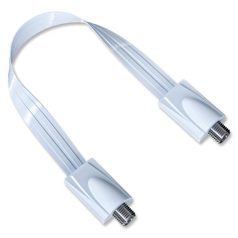 lot 2228 image: Goupchn Ultra Flat Ghost Wire Flat RG6 Coax Jumper Cable Extreme Slim F Female to Female White for Window, Door 0.85ft - Retail $8