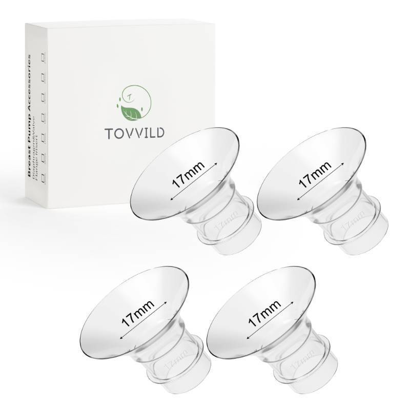 lot 2232 image: TOVVILD 17mm Flange Inserts for 24mm FlangeShield, Compatible with MomcozyMOMMEDSpectra Breast Pumps, Pump Parts Replace (4PCS 17mm) - Retail $9