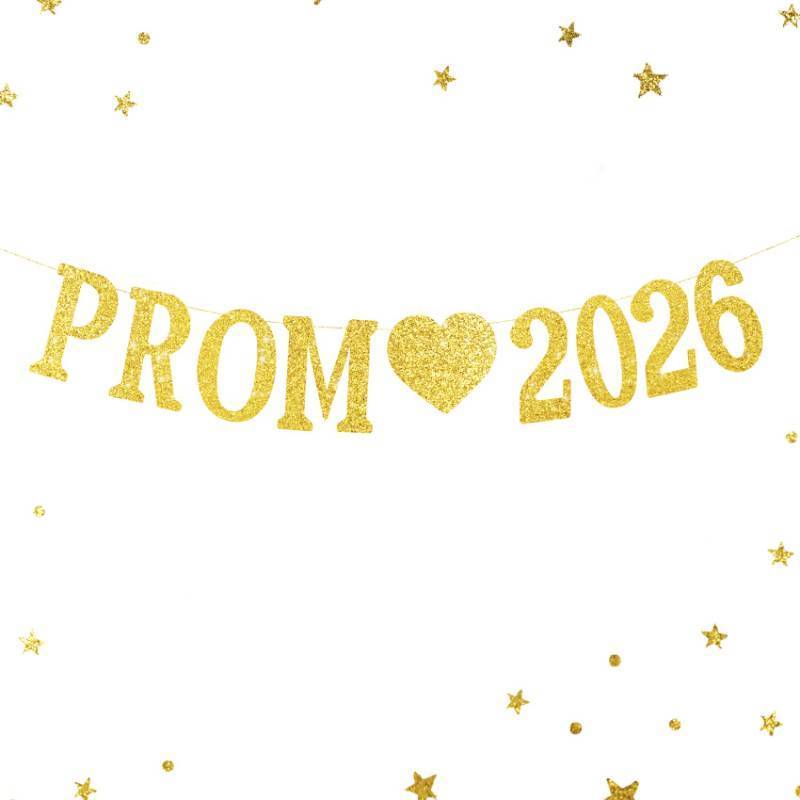 lot 2264 image: Prom 2026 Banner for Graduation Party Decorations,Golden Glitter Prom 2026 Party Decor, Senior High School College Graduation Party Decorations - Retail $7