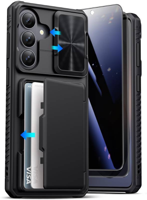 lot 2286 image: ATATOO for Samsung Galaxy S26 Plus Case Wallet with Privacy Screen Protector 2 Pack, Built-in Card Holder, Slide Camera Cover, Military Grade Protection, Case for Galaxy S26 Plus 6.7, Black - Retail $29