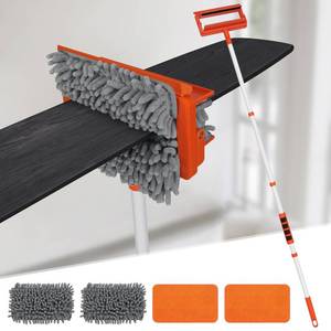 lot 3000 image: Qaestfy Ceiling Fan Cleaner Duster with 62.5 Extendable Long Handle Ceiling Fan Blade Cleaning Tool, Reusable Chenille &amp Microfiber Mop Head for Dusting Ceiling Fan Baseboard Wall Floor - Retail $24