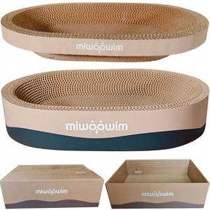 lot 3005 image: 3PSC Cat Scratcher Cardboard, Oval Cat Scratch Pad Bowl Nest for Indoor Cats, Round Cat Scratching Board Corrugated Lounge Cat Bed, Furniture Protector for Couch - Retail $28