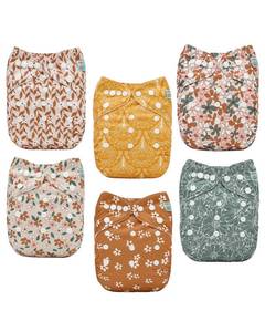 lot 3011 image: ALVABABY Baby Cloth Diapers 6 Pack with 12 Inserts Cloth Diaper Covers Adjustable Washable Reusable for Baby Girls and Boys 6DM130A - Retail $37