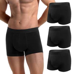 lot 3017 image: REELINDRY Mens Incontinence Underwear 2.3 oz Absorbency Protection Adult Leak Proof Boxer Briefs Washable Bladder Leakage Cotton 3 Pack (3 Black, 2XL) - Retail $53