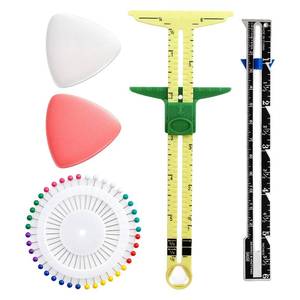 lot 3021 image: 5-in-1 Sewing Gauge & Seam Ruler Set 5 Pcs - 5-in-1 Sliding Marker & Seam Gauge Ruler, Sewing Rulers Tool Fabric Quilting Measuring Tool for Hemming, Buttonholes, Quilting, Knitting - Retail $6