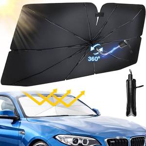 lot 3032 image: Car Windshield Sun Shade Umbrella with 360° Bendable Handle, Upgraded Foldable Car Sun Shade Windshield for UV Block &amp Heat Insulation, Large Windshield Sun Shade (56.5x34) for SUV, Truck, Sedan - Retail $20