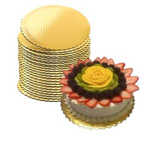 lot 3040 image: 8 Inch Cake Boards Golden Round 25pcs Sturdy Cake Circles Scallop Edge Cakeboard Disposable Cake Base Cardboard for Baking Cake Wedding Birthday Cake Decorating (Gold 8inch, 25pcs) - Retail $16