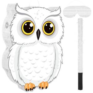 lot 3044 image: Aoriher Owl Pinata with Stick Blindfold Confetti 3D White Snowy Owl Pinatas Set for Woodland Forest Wizard Animal Party Shower Game Birthday Party Decorations Supplies - Retail $27