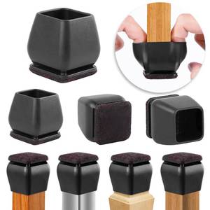 lot 3058 image: Ezprotekt 24 Pcs Square Silicone Chair Leg Floor Protectors, Felt Furniture Pads Covers for Table, Bar Stool Leg Floor Protectors Caps, Chair Socks Sliders for Wood Floors (Fit 0.8- 1.1, Black) - Retail $20