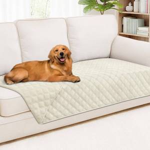 lot 3071 image: Smiry Waterproof Dog Bed Cover Pet Blanket, Soft Washable Dog Blanket for Furniture Bed Couch Sofa Reversible, Checkered (40x80, BeigeBeige) - Retail $29