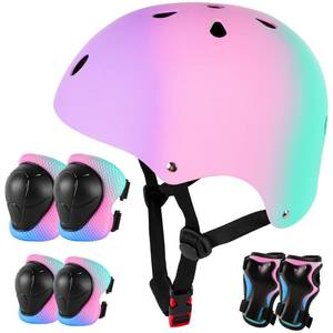 lot 3072 image: Kids Bike Helmet and Protective Gear Set for Boys Girls Ages 3-14, Ventilated Multi-Sport Helmet with Knee Pads, Elbow Pads, Wrist Guards for Scooter, Rollerblading, Skateboarding, Cycling - Retail $37
