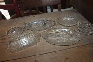 lot 1122 image: Vtg. Cut Glass Relish Dish and More
