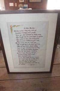 lot 1185 image: Vtg. Mother-in-Law Cross Stitch Picture 15 x 20