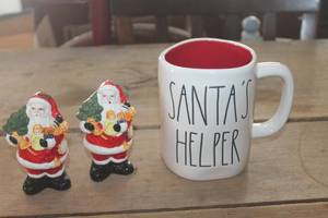lot 1196 image: Rae Dunn Coffee Cup & Vtg. S&P Shakers
