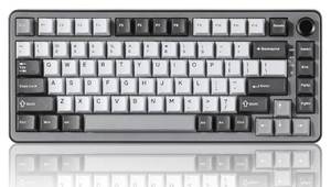 lot 16993 image: B75 PRO Wireless Mechanical Keyboard,75% Layout with Knob,Hot Swap Gasket Custom Structure, Creamy Pre-lubed Switches, RGB Backlit, BTType-C2.4G for WinMac - Retail $80