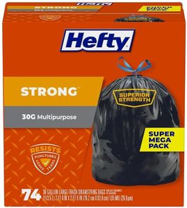 lot 16998 image: Hefty Strong Large Trash Bags, Black, 30 Gallon - Retail $22