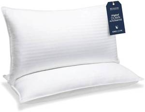 lot 16999 image: Beckham Hotel Collection Bed Pillows King Size Set of 2 - Down Alternative Pillow for Back, Stomach or Side Sleepers - Retail $80
